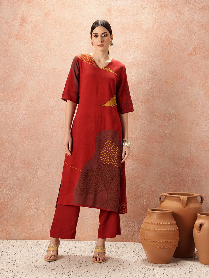 all about you Printed Regular Kurta & Trousers