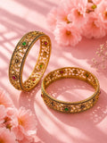 PANASH Set Of 2 Gold-Plated Artificial Stones Studded Bangles