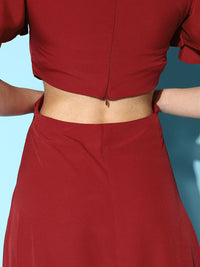 Berrylush Red Crepe A-Line Maxi Dress