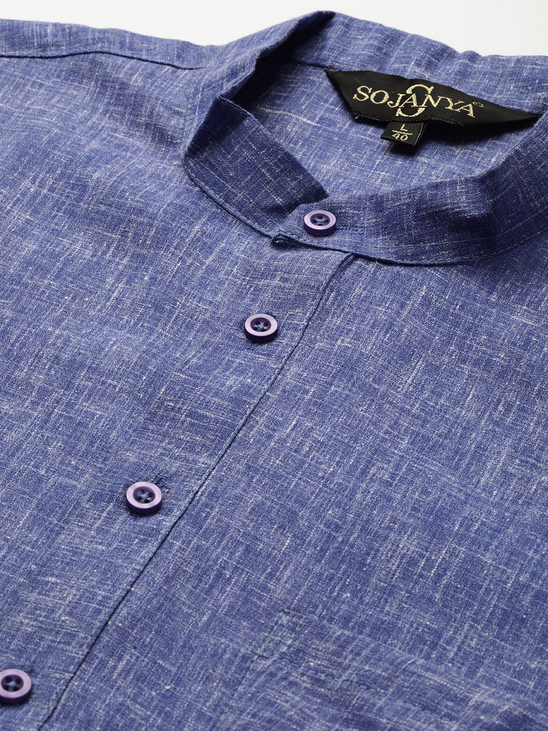SOJANYA Men Blue Dobby Straight Kurta