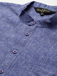 SOJANYA Men Blue Dobby Straight Kurta