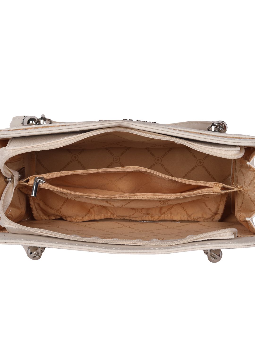 Lino Perros Off-White Solid Handheld Bag with Detachable Sling Strap