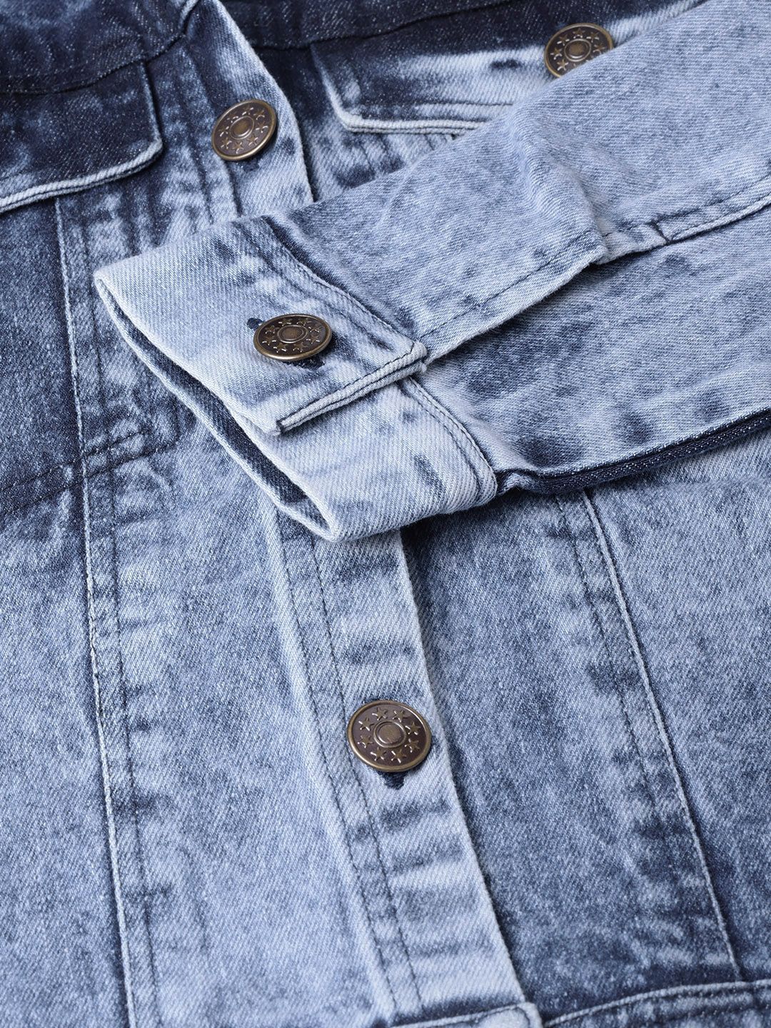 SASSAFRAS Women Blue Acid Wash Denim Jacket