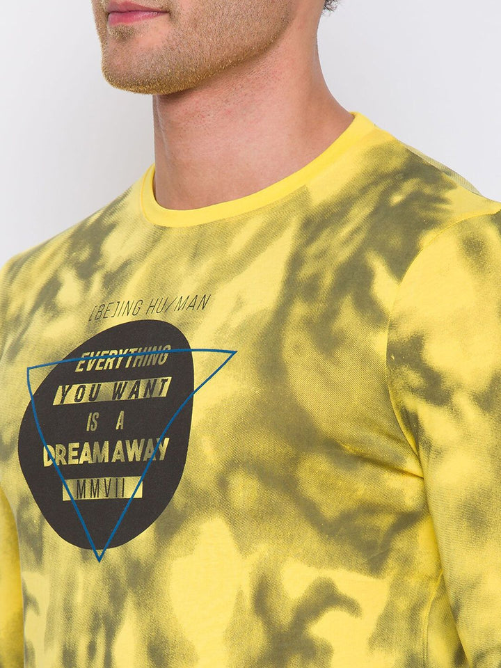 Being Human Men Yellow Printed Pure Cotton T-shirt