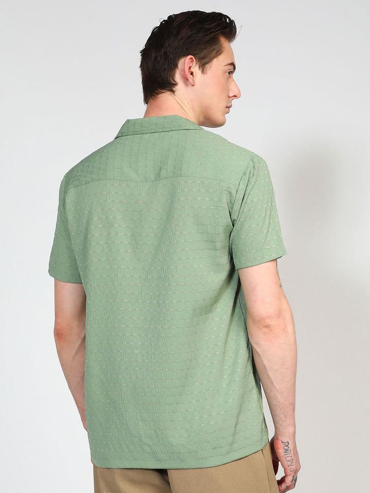 Campus Sutra Men Comfort Opaque Cuban Collar Creased Casual Shirt