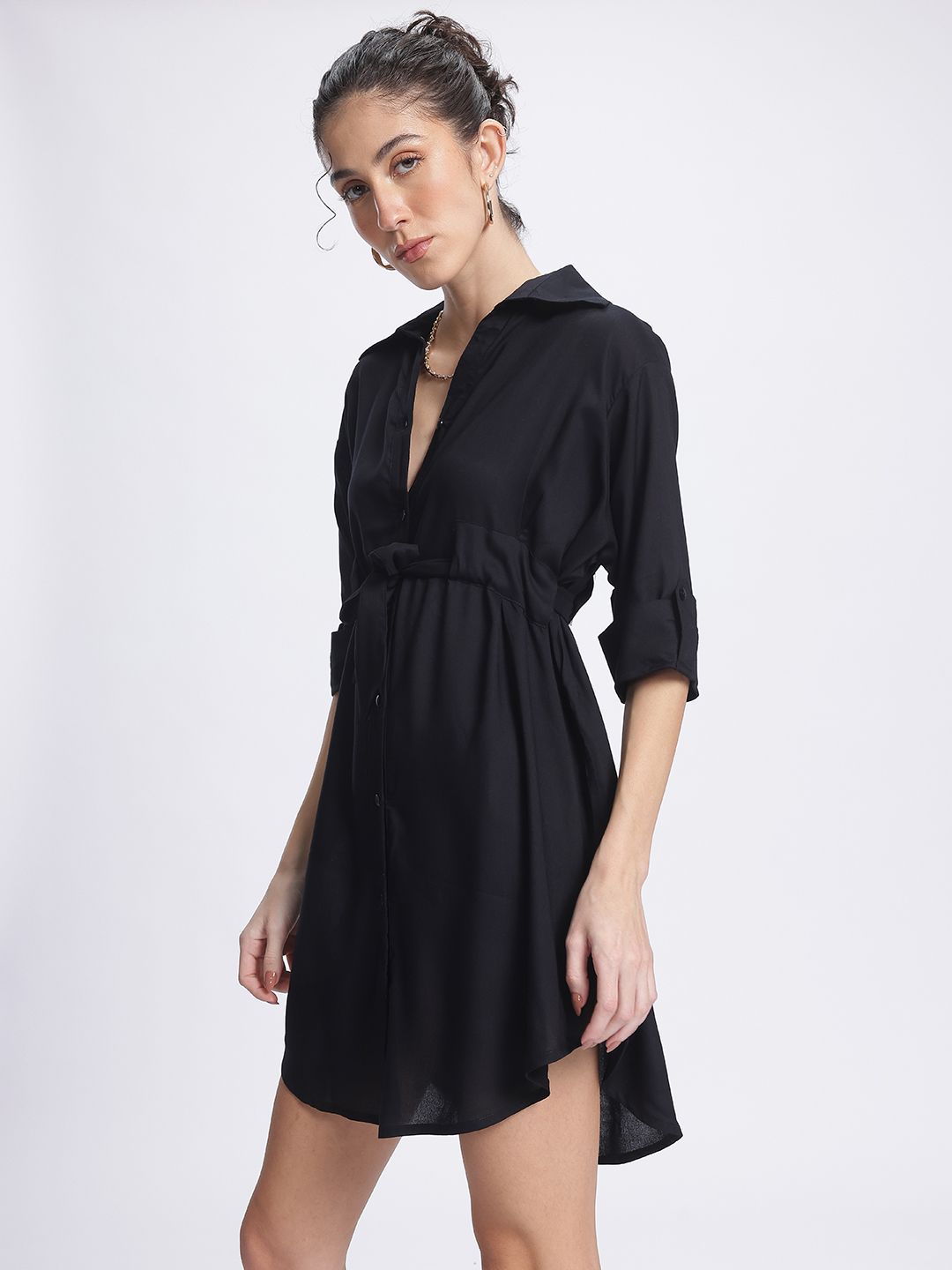 DressBerry Midnight Muse Shirt-Style Dress Comes With a Belt