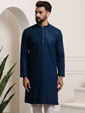 SOJANYA Men Blue Thread Work Kurta