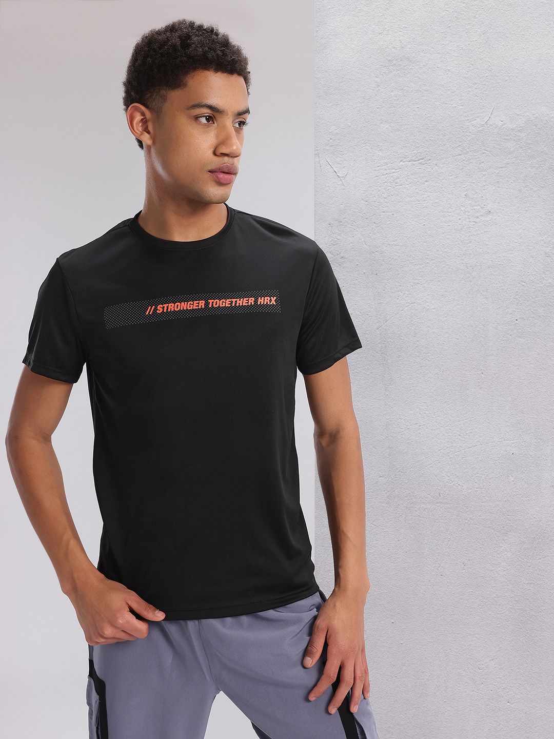 HRX by Hrithik Roshan Twin Collection Typography Printed Rapid-Dry Training T-shirt