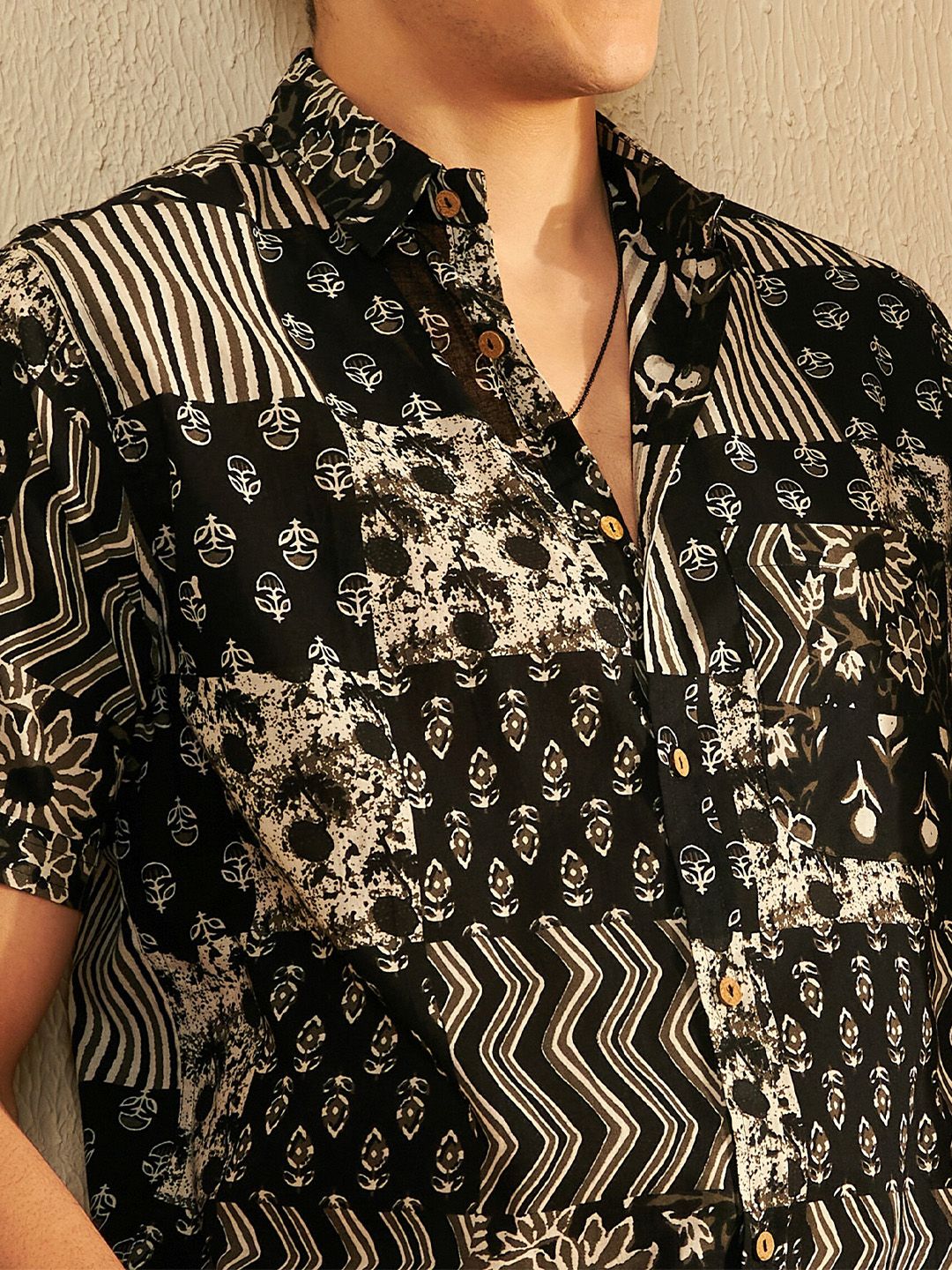 DENNISON Block Printed Oversized Lightweight Casual Shirt