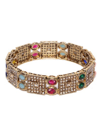 PANASH Set Of 2 Gold-Plated American Diamond Stone Studded Bangles
