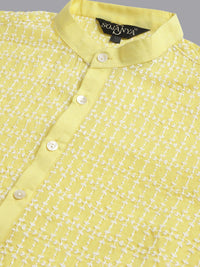 SOJANYA Embroidered Geometric Mandarin Collar Pure Cotton Kurta