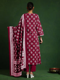 Varanga Women Floral Printed Regular Kurta with Trousers & With Dupatta