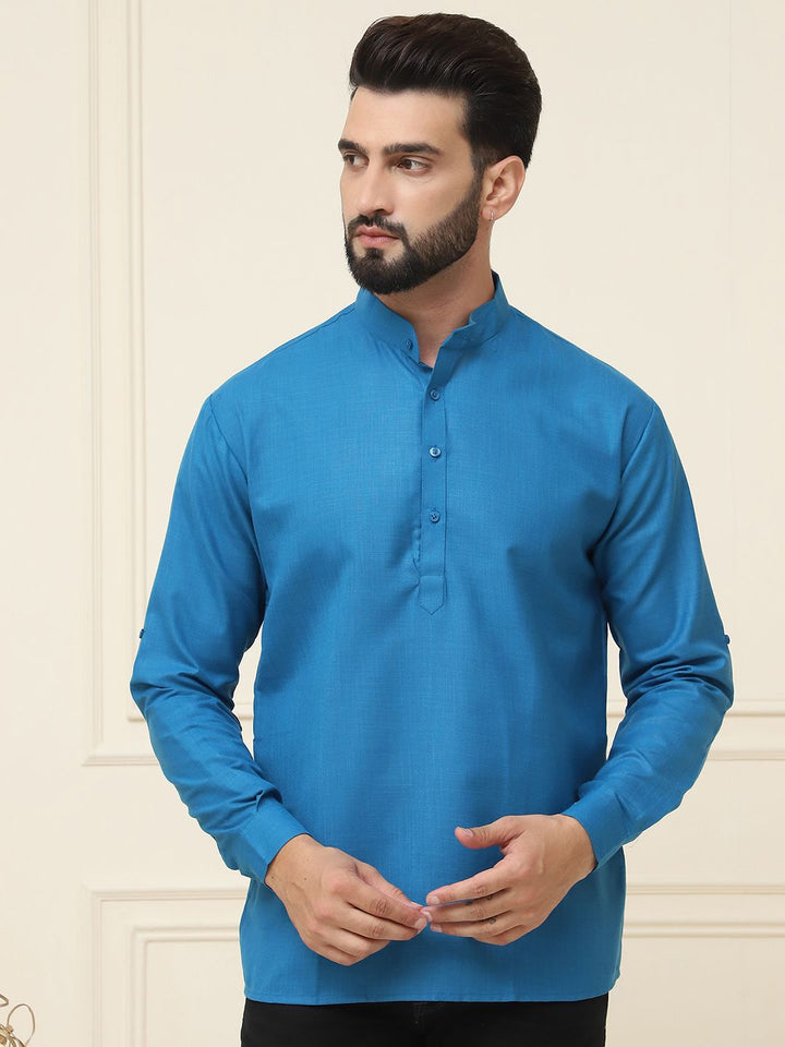 SOJANYA Lengan Roll-Up Kolar Band Kurta Lurus