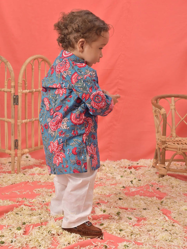 VASTRAMAY Boys Floral Printed Regular Kurta With Pyjamas