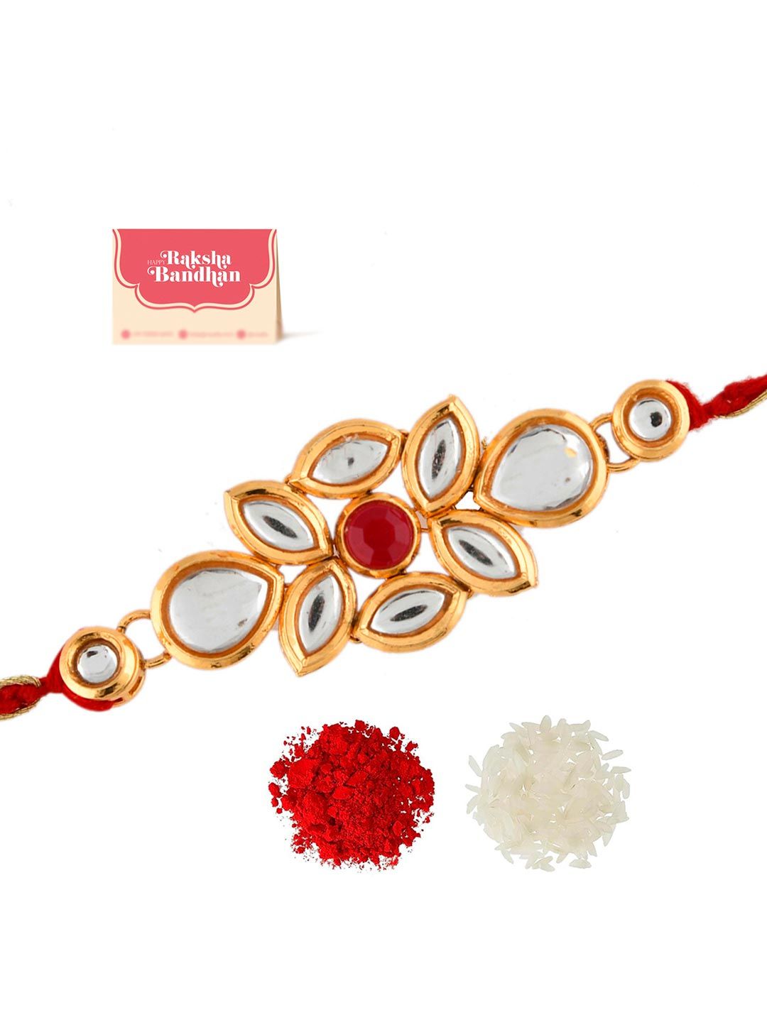 Voylla Ethnic Kundan Polki Thread Rakhi