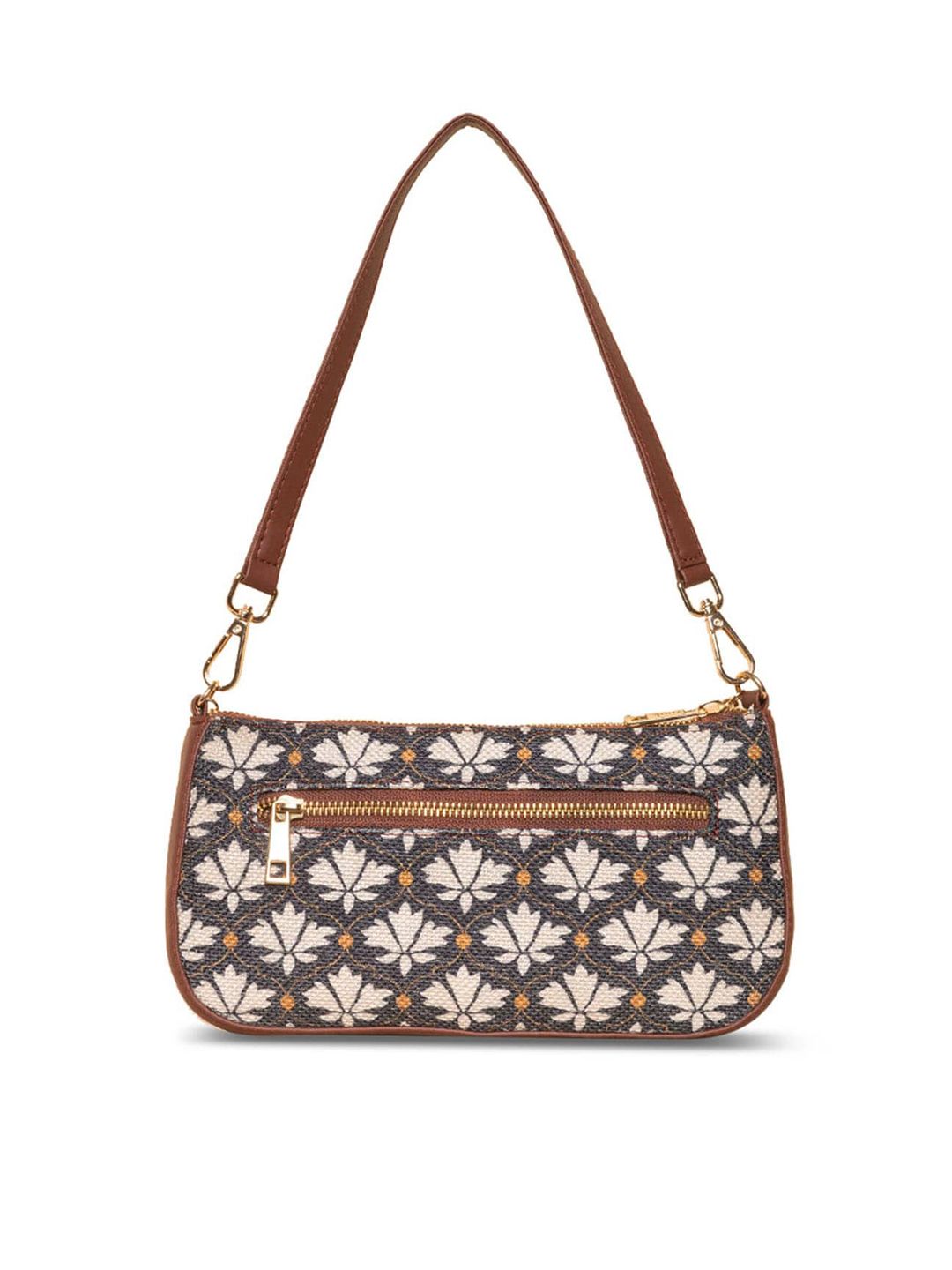 ZOUK Floral Printed Structured Baguette Bag Handbags