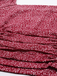 STREET 9 Maroon Floral Georgette Fitted Crop Top