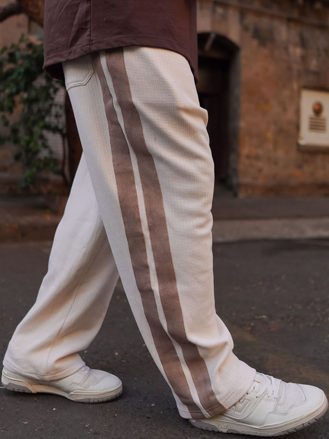 Powerlook Men Striped Baggy Fit Mid-Rise Track Pant