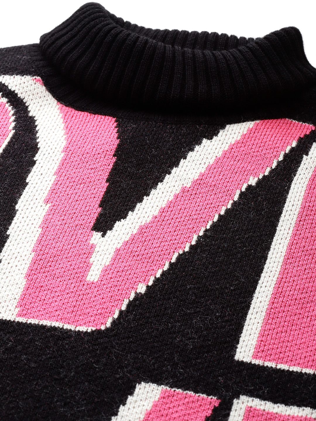 DressBerry Typography Turtle Neck Pullover