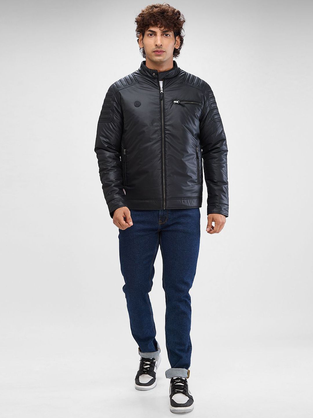 SPYKAR Men Solid Stand Collar Padded Jacket