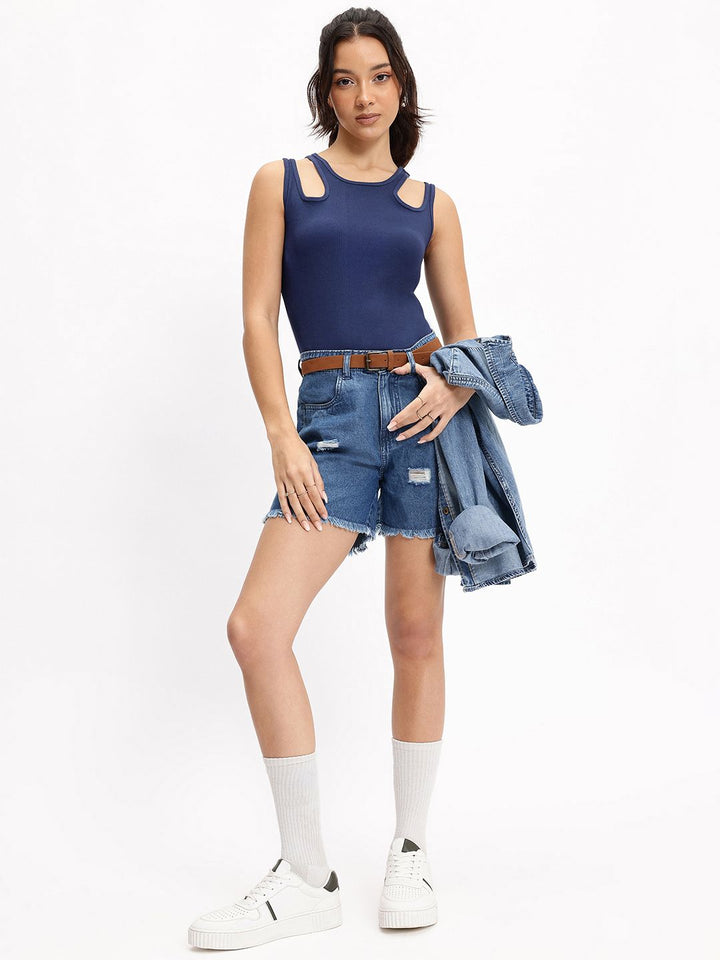 DressBerry Streetwear Essential Rib-Play Cut-Out Top