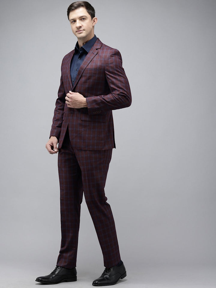 Park Avenue Checked Super Slim Fit Notched Lapel Collar 2 Piece Formal Suit