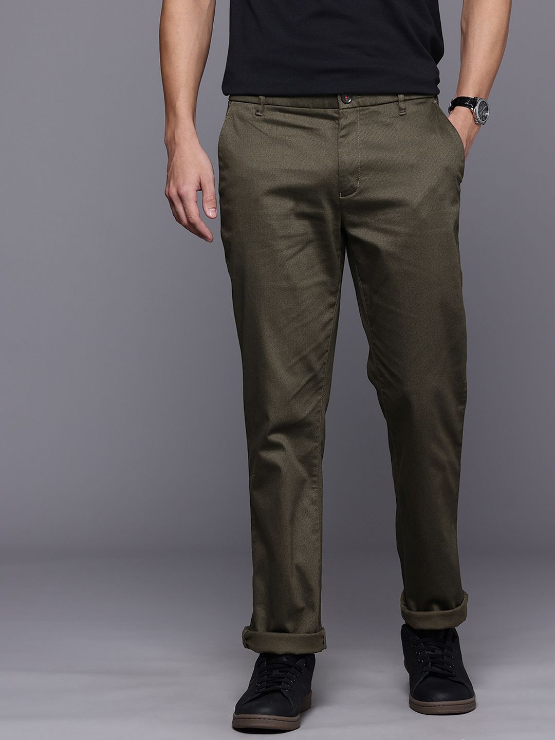 Raymond Men Printed Slim Fit Trousers