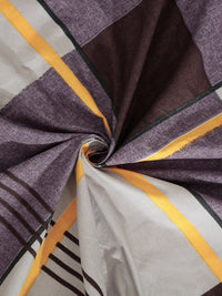 KLOTTHE Brown Geometric Polycotton 300 TC Fitted King Fine Bedsheet with 2 Pillow Covers-96 x 89 inches