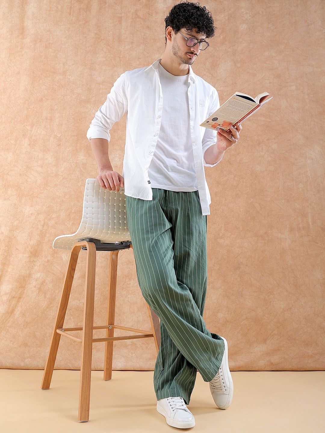 The Indian Garage Co Men Striped Loose Fit Trousers