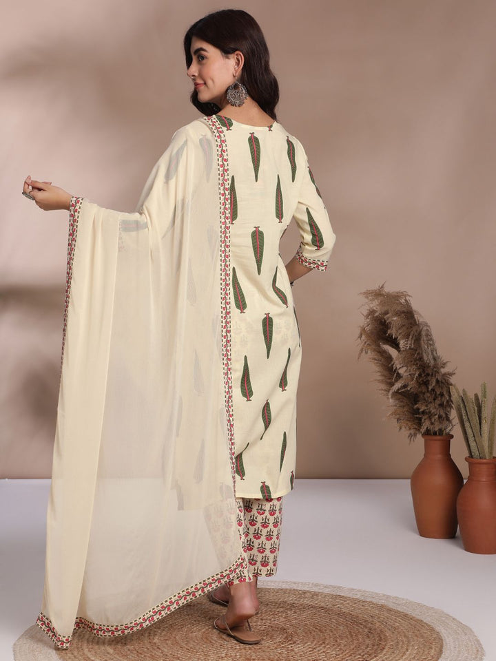 Anouk Women Floral Print Pure Cotton Kurta with Trousers & Dupatta