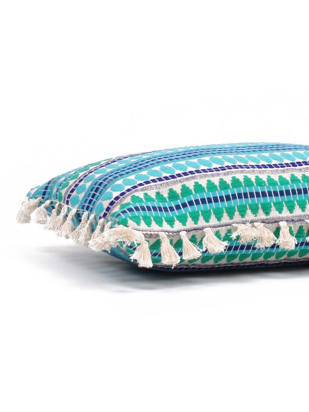 STITCHNEST Blue & White 2-Pieces Ethnic Motifs Woollen Square Cushion Covers