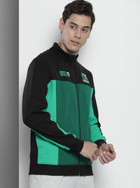 The Indian Garage Co Men Black & Green Colourblocked Sweatshirt