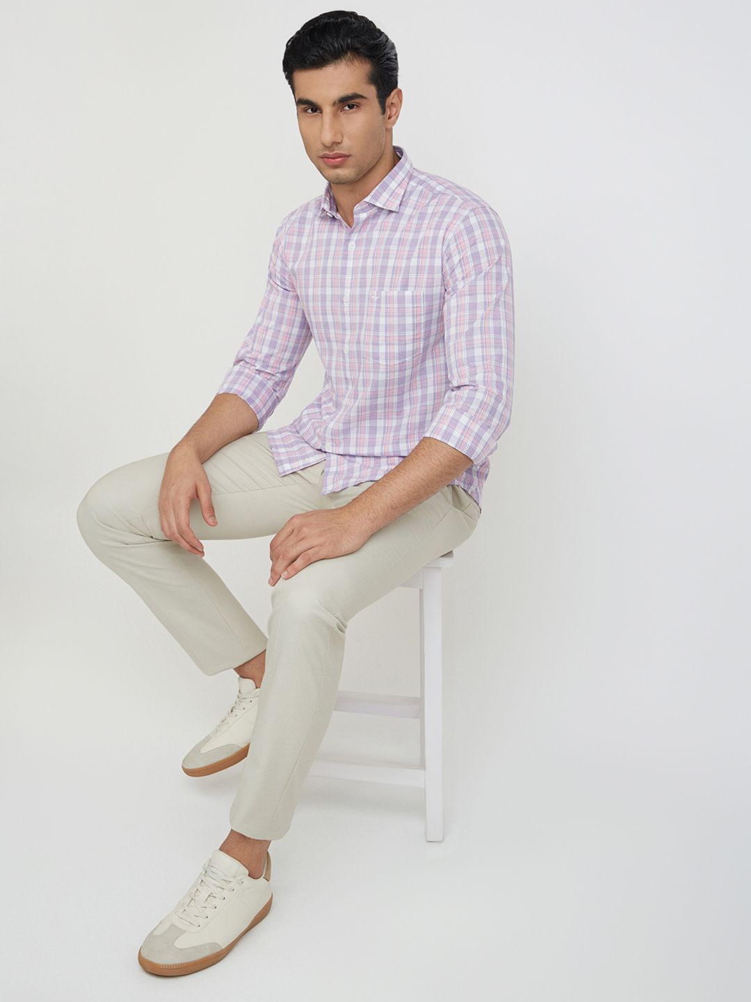 Park Avenue Slim Fit Checked Pure Cotton Casual Shirt
