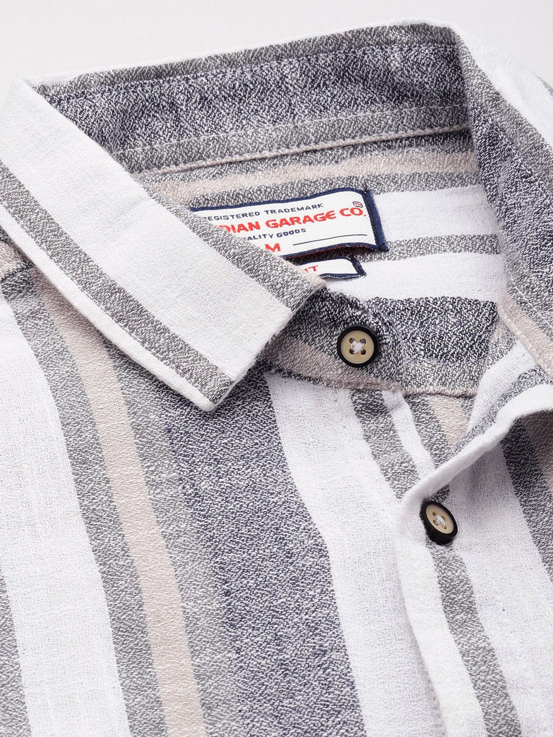 The Indian Garage Co Men Slim Fit Striped Double Flap Casual Shirt