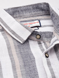 The Indian Garage Co Men Slim Fit Striped Double Flap Casual Shirt