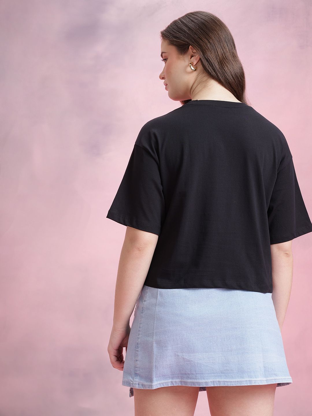 DressBerry Printed Drop-Shoulder Sleeves Cotton Boxy T-shirt