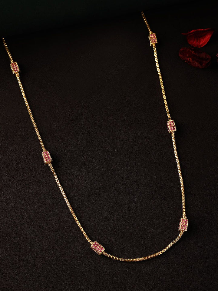 Rubans Faux Ruby Studded Gold Toned Necklace
