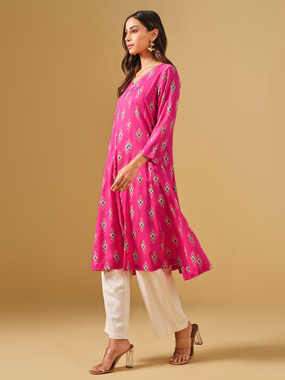 Global Desi Ethnic Motif Printed A-Line Kurta