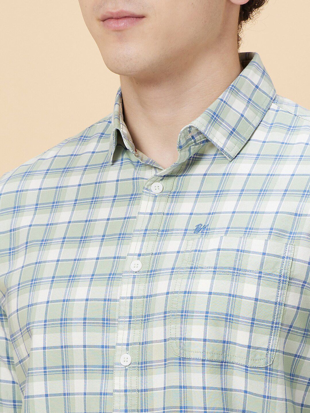 Being Human Slim Fit Tartan Checks Spread Collar Long Sleeves Casual Shirt