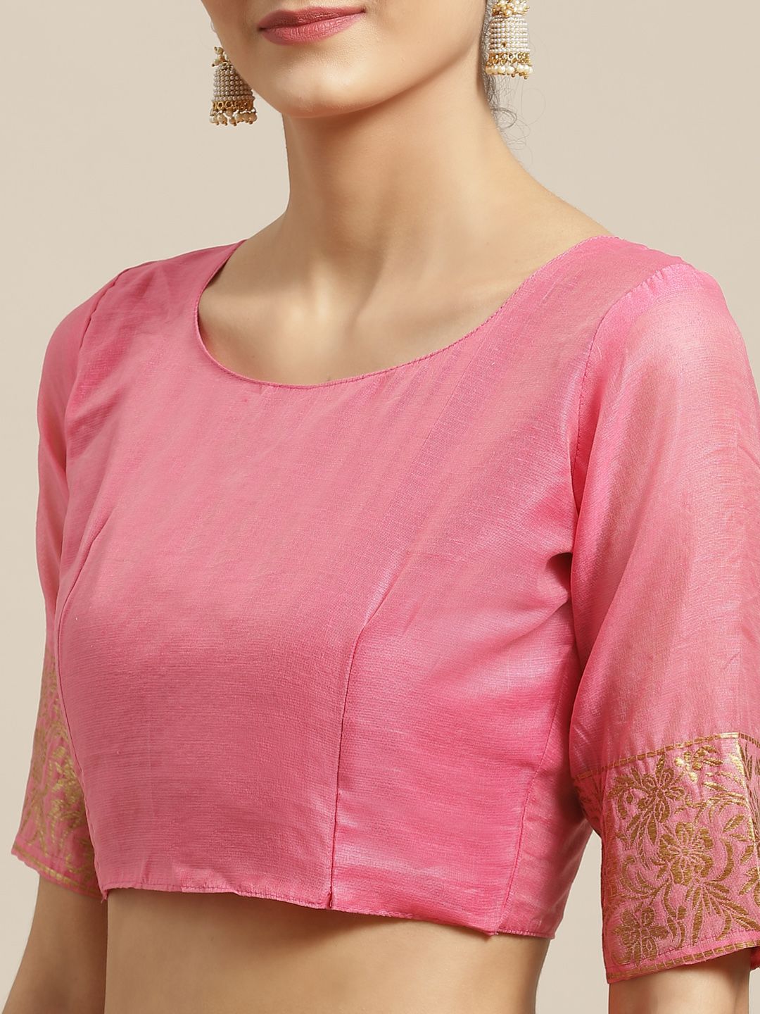 Saree mall Pink & Golden Woven Design Saree
