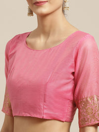Saree mall Pink & Golden Woven Design Saree