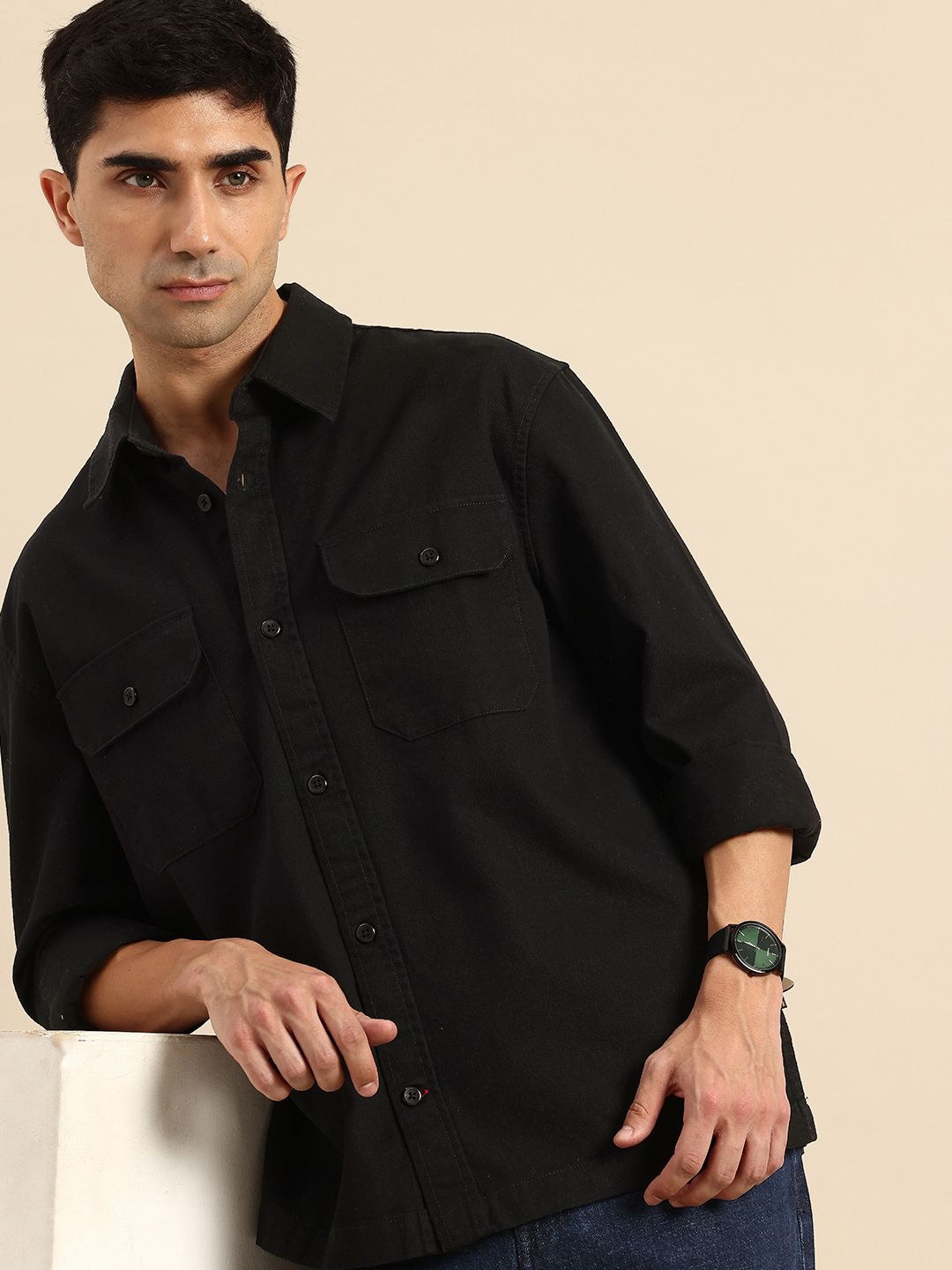 Being Human Drop-Shoulder Sleeves Pure Cotton Casual Shirt