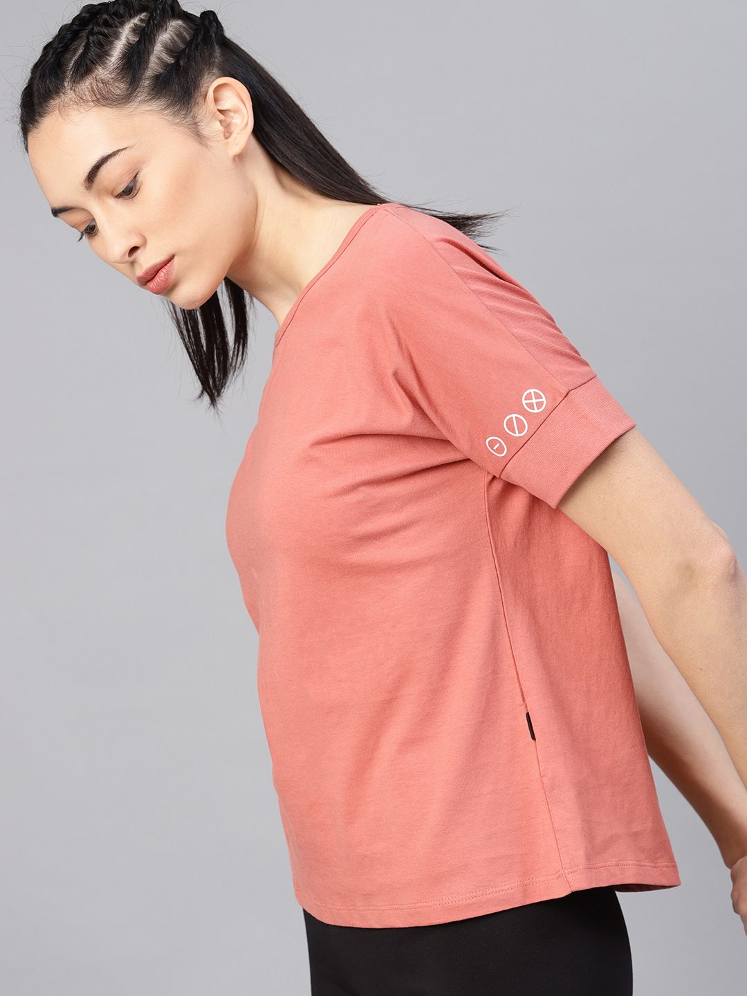HRX by Hrithik Roshan Women Pink Solid Round Neck T-shirt