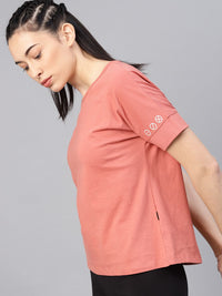 HRX by Hrithik Roshan Women Pink Solid Round Neck T-shirt