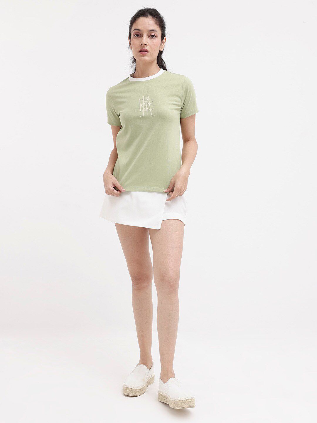 RAREISM Round Neck Typography Printed Cotton T-shirt