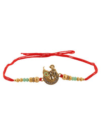 Voylla Blessings Of Krishna Mor Pankh Beaded Thread Rakhi With Roli Chawal