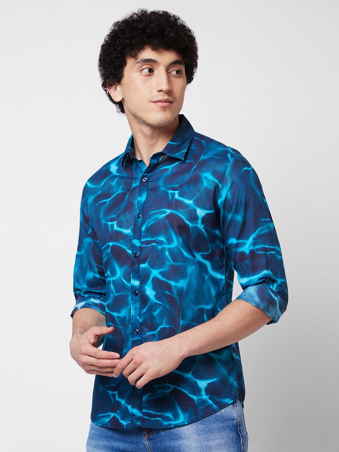 SPYKAR Spread collar Long Sleeves Printed Casual Pure Cotton Shirt