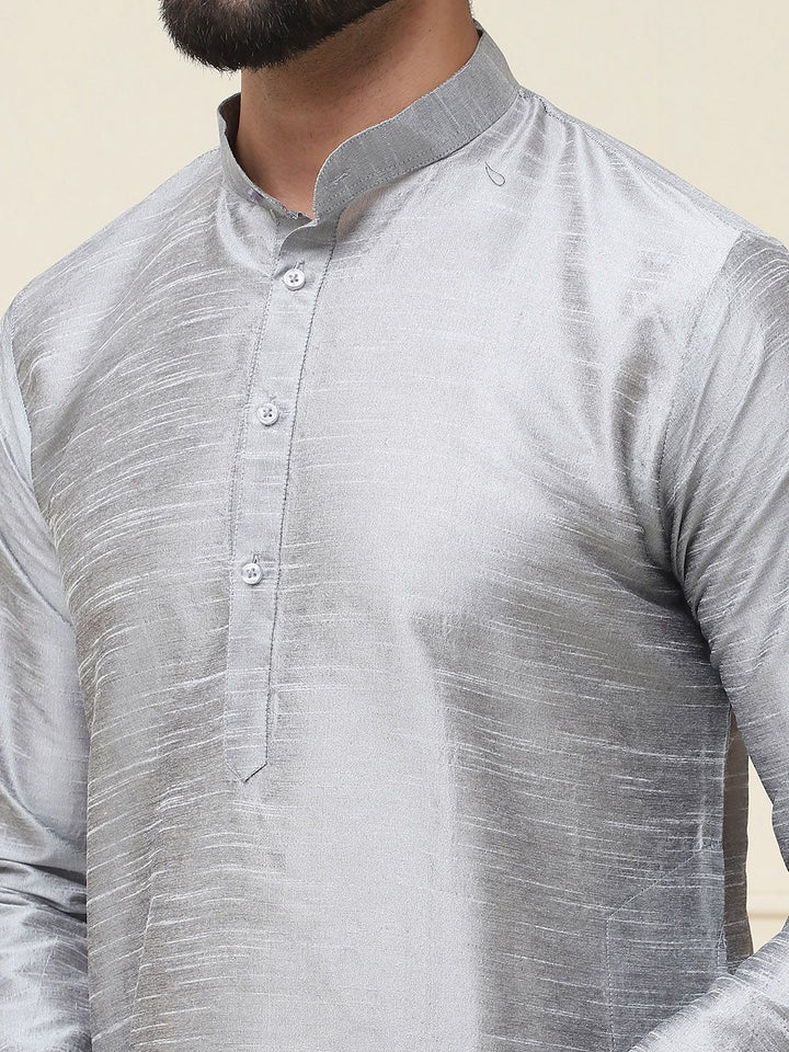 SOJANYA Lelaki Grey Solid Kurta Lurus