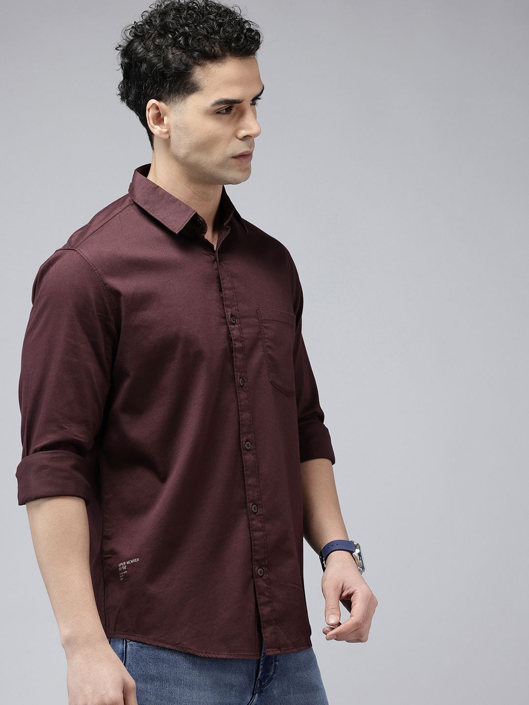 SPYKAR Pure Cotton Slim Fit Opaque Casual Shirt