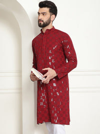 SOJANYA Kurta Kapas Tulen Sulam Geometrik Labuci